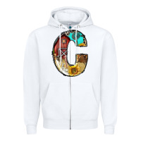White farm life alphabet lowercase letters c Zipper Hoodie - BundleAndBundleShop