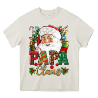 Cream Papa Claus Christmas Heavy Core Tee - NancyCooperArtShop