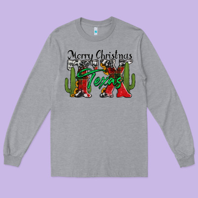 Merry Christmas Tx Texas Long Sleeve Tee Designed By Jasminsmagicworld