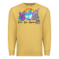 Antique Gold peace love unicorn Premium Sweatshirt - LillyAllenDesigns