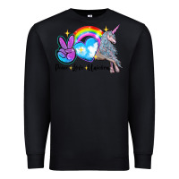 Black peace love unicorn Premium Sweatshirt - LillyAllenDesigns