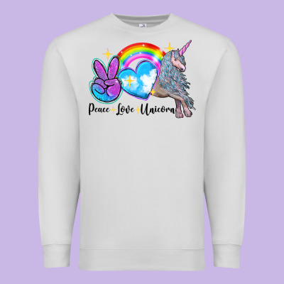 Peace Love Unicorn Premium Sweatshirt Designed By Lillyallendesigns