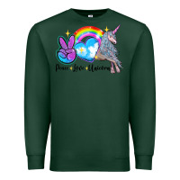Sports Green peace love unicorn Premium Sweatshirt - LillyAllenDesigns