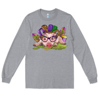 Heather Grey mardi gras pig Long Sleeve Tee - CowGirlArtShop