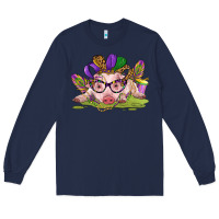 Navy mardi gras pig Long Sleeve Tee - CowGirlArtShop