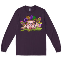 Plum mardi gras pig Long Sleeve Tee - CowGirlArtShop