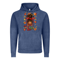 Vintage Denim one merry nana christmas afro messy bun Vintage Hoodie - texasbilliewilder