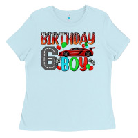 Baby Blue birthday boy 6 Ladies Tee - BundleAndBundleShop