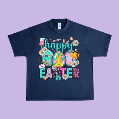 Happy Easter Eggs Nurse Urban Heavy Tee Designed By Nancycooperartshop