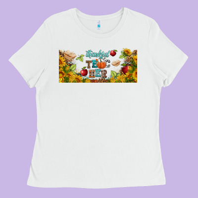 Thankful Teacher Fall Libbey Glass Ladies Tee Designed By Bundleandbundleshop