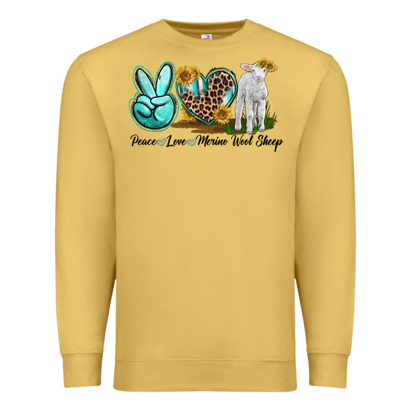 Peace Love Merino Wool Sheep Premium Sweatshirt by LillyAllenDesigns | Teevron