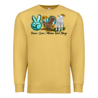 Antique Gold Peace Love Merino Wool Sheep Premium Sweatshirt - LillyAllenDesigns