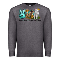 Charcoal Heather Peace Love Merino Wool Sheep Premium Sweatshirt - LillyAllenDesigns
