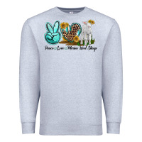 Heather Grey Peace Love Merino Wool Sheep Premium Sweatshirt - LillyAllenDesigns