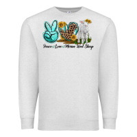 Oatmeal Heather Peace Love Merino Wool Sheep Premium Sweatshirt - LillyAllenDesigns