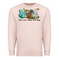 Pale Pink Peace Love Merino Wool Sheep Premium Sweatshirt - LillyAllenDesigns