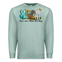Seafoam Peace Love Merino Wool Sheep Premium Sweatshirt - LillyAllenDesigns
