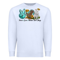 White Peace Love Merino Wool Sheep Premium Sweatshirt - LillyAllenDesigns