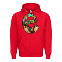 Red farm life alphabet lowercase letters e Zipper Hoodie - BundleAndBundleShop