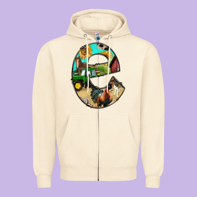 Farm Life Alphabet Lowercase Letters E Zipper Hoodie Designed By Bundleandbundleshop