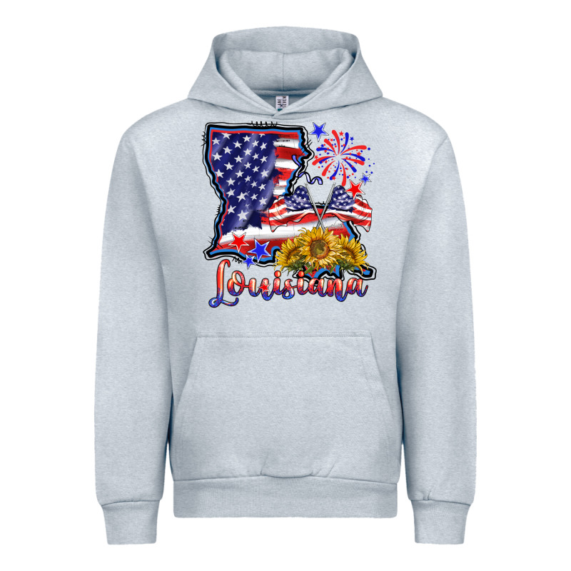 4th Of July  Louisiana Map Urban Hoodie by BarkalooDesign | Teevron