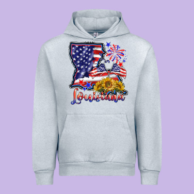 4th Of July  Louisiana Map Urban Hoodie Designed By Barkaloodesign
