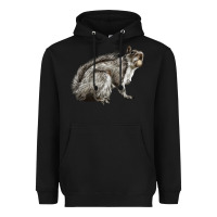 Black Gray Squirrel Heavyweight Hoodie - LillyAllenDesigns