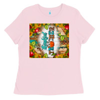 Bubblegum Pink thankful teacher fall tumbler Ladies Tee - BundleAndBundleShop