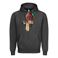 Charcoal Heather farm life alphabet lowercase letters f Zipper Hoodie - BundleAndBundleShop