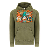 Vintage Olive Thanksgiving gnomes Vintage Hoodie - NancyCooperArtShop