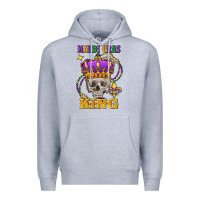 Heather Grey skull mardi gras king Premium Hoodie - FaDigitalArtStudio