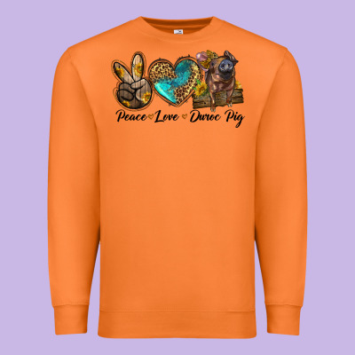 Peace Love Duroc Pig Premium Sweatshirt Designed By Lillyallendesigns
