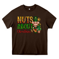 Chocolate Brown Nuts about Christmas Nutcracker Heavy Core Tee - NancyCooperArtShop