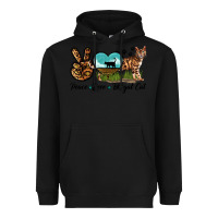 Black Peace Love Bengal Cat Heavyweight Hoodie - LillyAllenDesigns