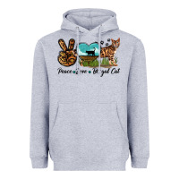 Heather Grey Peace Love Bengal Cat Heavyweight Hoodie - LillyAllenDesigns