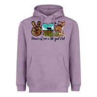 Lavender Peace Love Bengal Cat Heavyweight Hoodie - LillyAllenDesigns