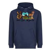 Navy Peace Love Bengal Cat Heavyweight Hoodie - LillyAllenDesigns