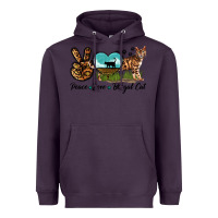 Plum Peace Love Bengal Cat Heavyweight Hoodie - LillyAllenDesigns