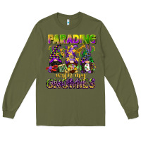 Army Green parading with my gnomies mardi gras Long Sleeve Tee - CowGirlArtShop