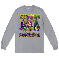 Heather Grey parading with my gnomies mardi gras Long Sleeve Tee - CowGirlArtShop