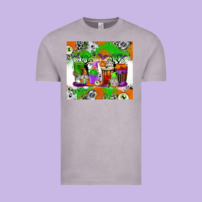 Halloween Coffee Cups Vintage Tee Designed By Texasbilliewilder