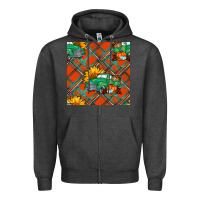 Charcoal Heather fall truck seamless pattern Zipper Hoodie - BundleAndBundleShop