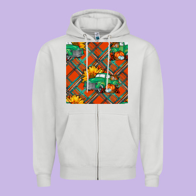 Fall Truck Seamless Pattern Zipper Hoodie Designed By Bundleandbundleshop