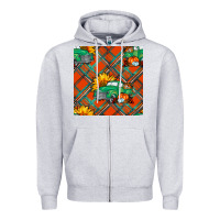 Heather Grey fall truck seamless pattern Zipper Hoodie - BundleAndBundleShop