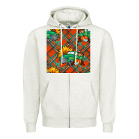Oatmeal Heather fall truck seamless pattern Zipper Hoodie - BundleAndBundleShop