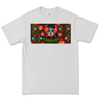 Dove Grey Chingona Sugar Skull License Plate Premium Tee - BundleAndBundleShop