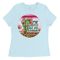 Baby Blue my students are on point round earring Ladies Tee - BundleAndBundleShop