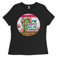 Black my students are on point round earring Ladies Tee - BundleAndBundleShop