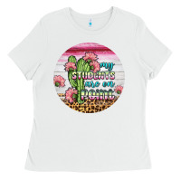 White my students are on point round earring Ladies Tee - BundleAndBundleShop