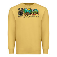 Antique Gold Peace Love Peacock Bass Premium Sweatshirt - LillyAllenDesigns